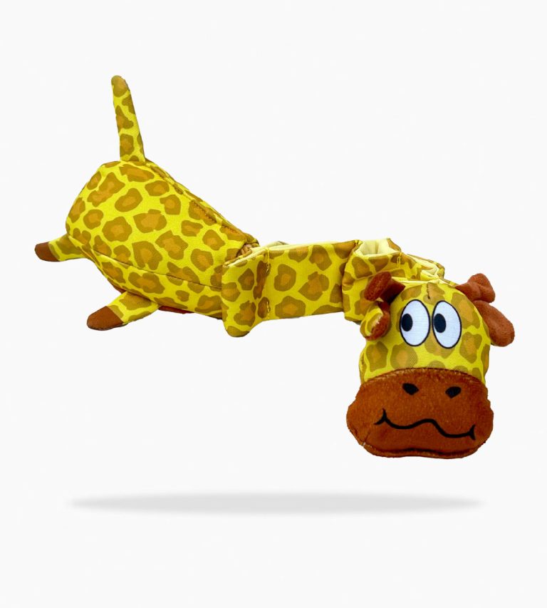 Private label plush giraffe treat dispenser for dogs – custom pet product